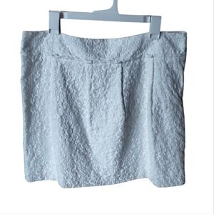 LOFT White Embroidered Structured White Skirt 14